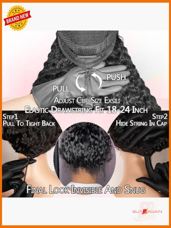 210% Density Deep Wave 7x5 HD Lace Front Wig Human Hair Glueless Drawstring 26